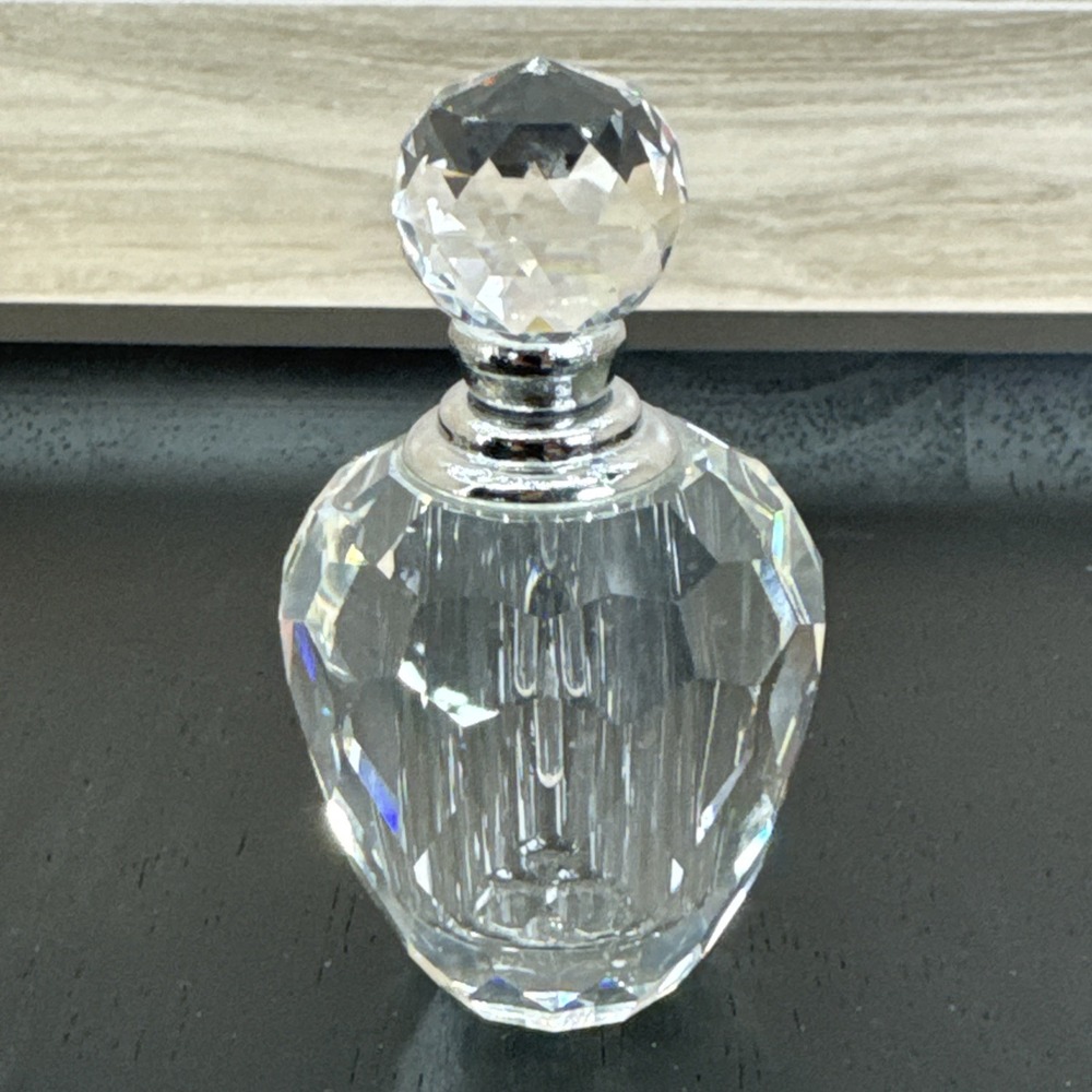 Oleg Cassini Lot Of 3 Crystal Small Perfume Bottle Glass Dauber Geometric Shape - Picture 10 of 16